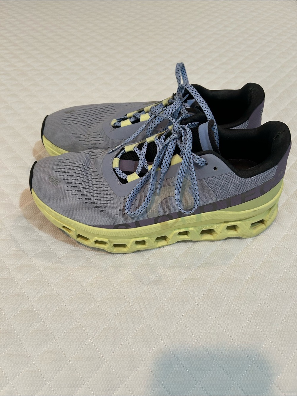 On Cloud Lavender and Yellow Women's Running Shoes